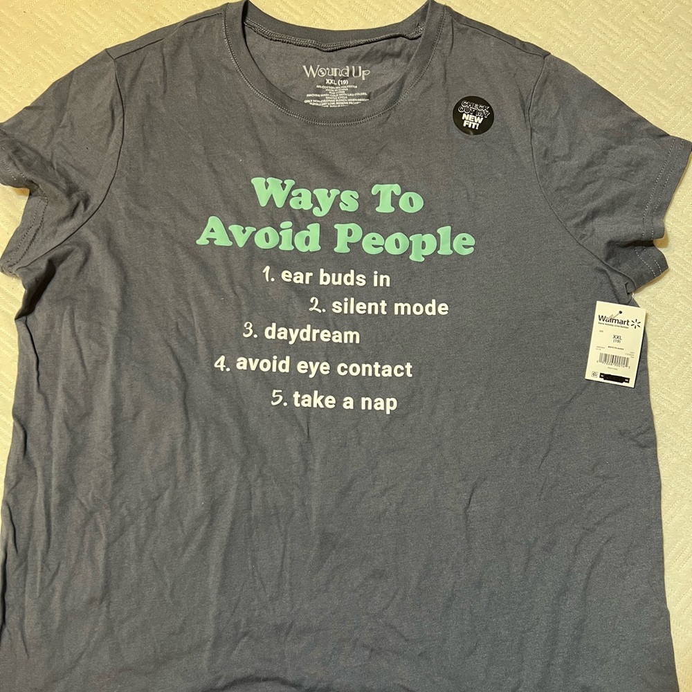 Wound Up Gray Tee with Green Accents